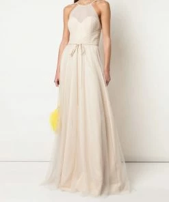 Marchesa Notte Halter Tulle Draped Bridesmaid Dress BM1110