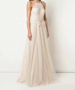 Marchesa Notte Halter Tulle Draped Bridesmaid Dress BM1110