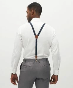 Classic Navy Blue Suspenders By SuitShop