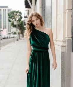 All Bridesmaid Dresses Twobirds Convertible Velvet Bridesmaid Slit Dress