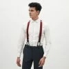Grosgrain Solid Burgundy Suspenders By SuitShop