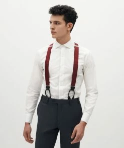 Grosgrain Solid Burgundy Suspenders By SuitShop