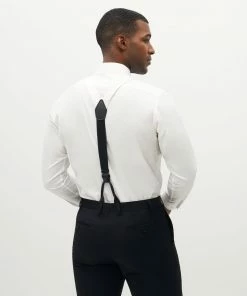 Grosgrain Solid White Suspenders By SuitShop