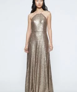 Marchesa Notte Halter Solid Sequin Bridesmaid Dress BM1117 All Bridesmaid Dresses