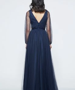 Marchesa Notte V-neck Bishop Sleeve Bridesmaid Dress BM1126