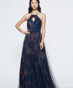 All Bridesmaid Dresses Marchesa Notte Keyhole Halter Bridesmaid Dress BM1122P2