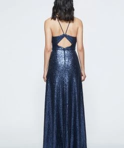 Marchesa Notte Halter Solid Sequin Bridesmaid Dress BM1117 All Bridesmaid Dresses