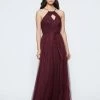 All Bridesmaid Dresses Marchesa Notte Ruched Keyhole Halter Bridesmaid Dress BM1122