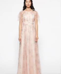 All Bridesmaid Dresses Marchesa Notte Double Layer Ruffle Sleeve Bridesmaid Dress BM1124P2