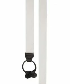 Grosgrain Solid White Suspenders By SuitShop
