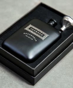 Personalized Matte Black Hip Flask By SuitShop