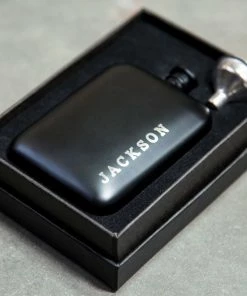 Personalized Matte Black Hip Flask By SuitShop